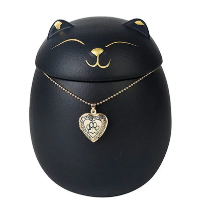 Always Remember Classic Souvenir Pet Cat Dog Ceramics Ashes Funeral Urn (4.7"*4.3"/Under 70 pounds/Black Cat)