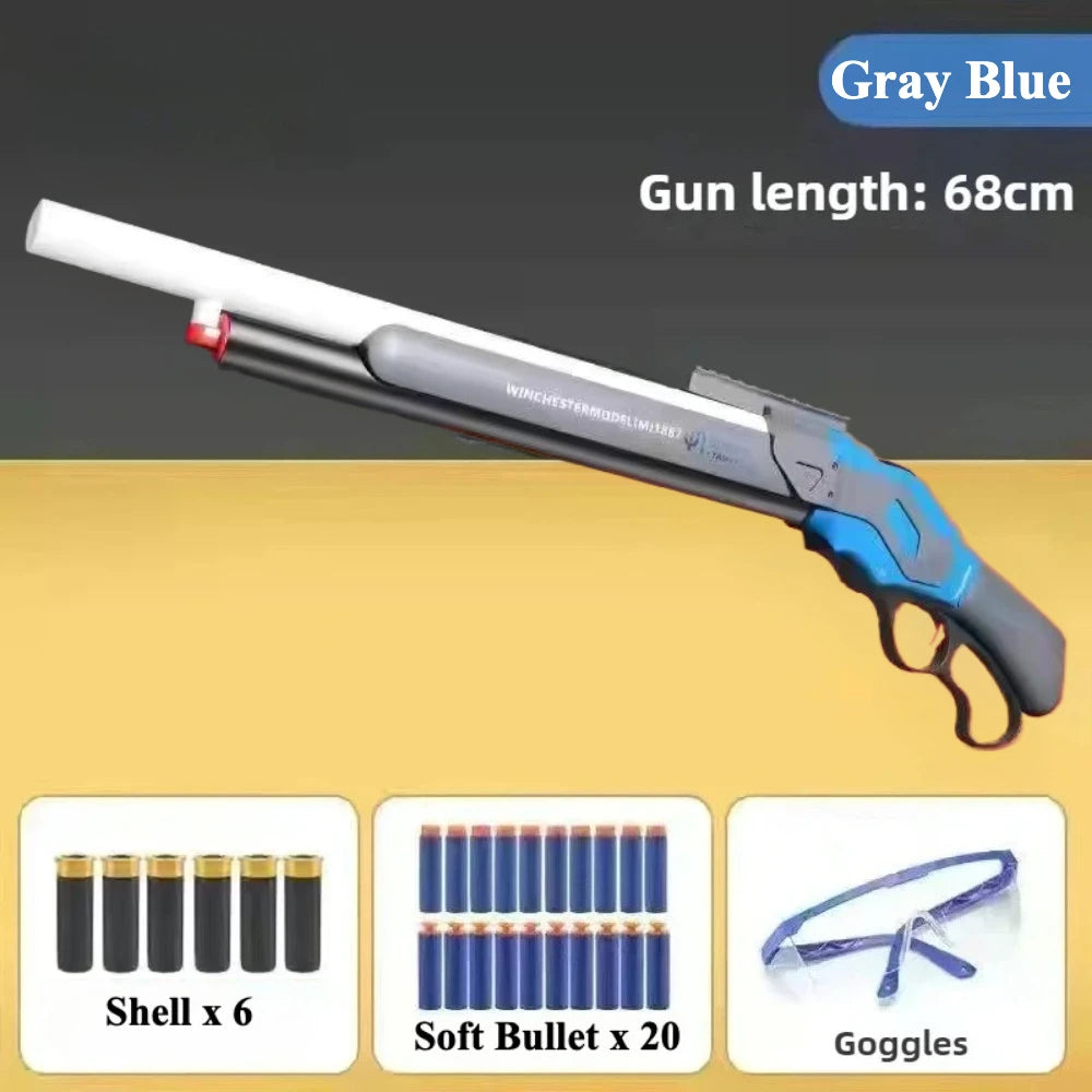 M1887 Winchester Soft Bullet Gun Toy Shell Ejection Throwing Gun Blaster Plastic Manual Launcher Model for Children Adults