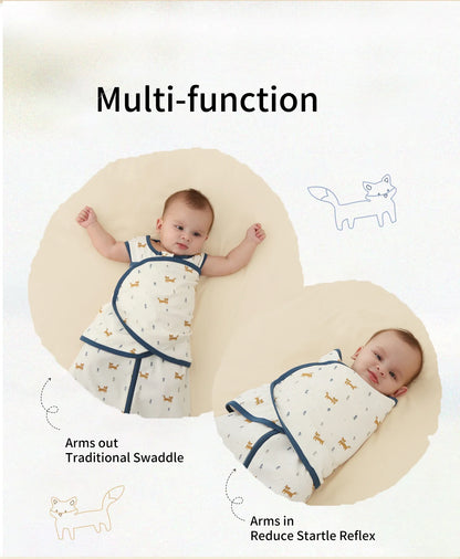 Baby Sleeping Bag For Newborn Sleep Aid Thin Soft Cotton Boys Girls Wrap Sleepwear Adjustable Breathable Baby Swaddle Blanket