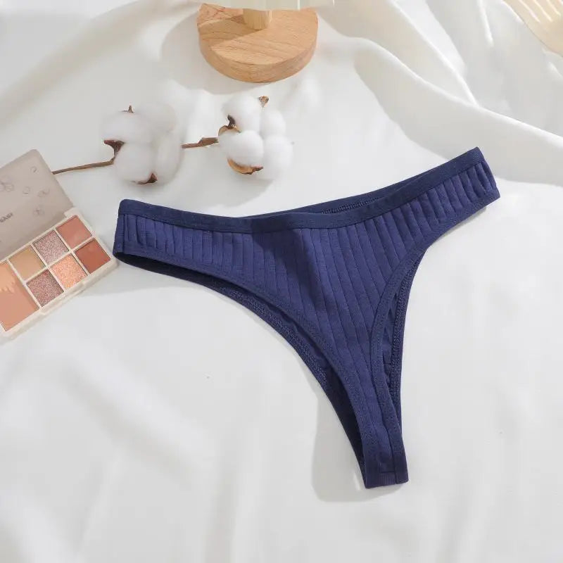 8Pcs/Set Cotton Seamless Thongs For Women Sexy Low Rise Solid Color Breathable Pantys Female Comfortable Soft G-String Underpant