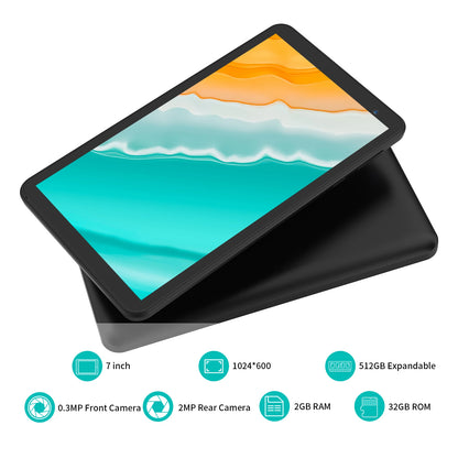 PRITOM 7 Inch Tablet PC 32 GB Android 13 with Quad Core Processor HD IPS Display Dual Camera WiFi with PU Protective Case