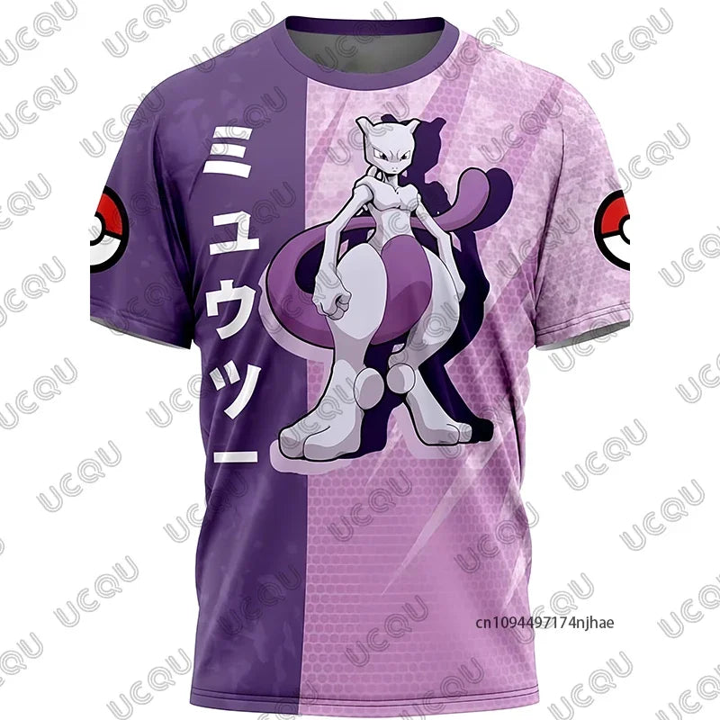 3D Full Print T-shirt Boys Girls Purple Lightning Anime Casual Oversized Children Short Sleeve Tops