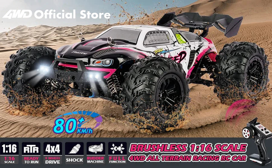 4WD 1:16 80KM/H Super Brushless 50KM/H Brushed RC Car 4x4 Off Road Remote Control High Speed Drift Racing Truck Buggy Toy Gift