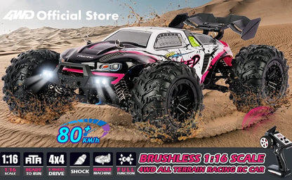 4WD 1:16 80KM/H Super Brushless 50KM/H Brushed RC Car 4x4 Off Road Remote Control High Speed Drift Racing Truck Buggy Toy Gift