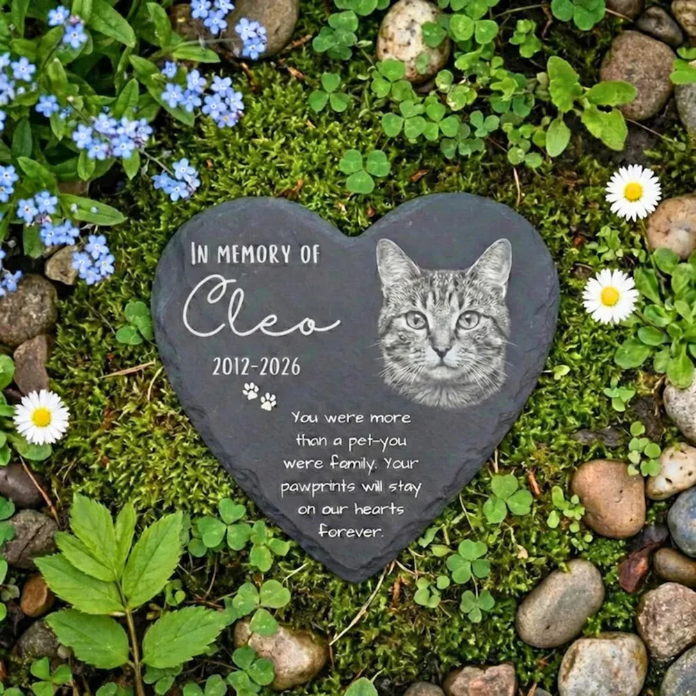 Custom Pet Memorial Gift Personalized Photo Cat Dog Memorial Stone Plaque Sympathy Keepsake Slate Garden Decoration with Stand