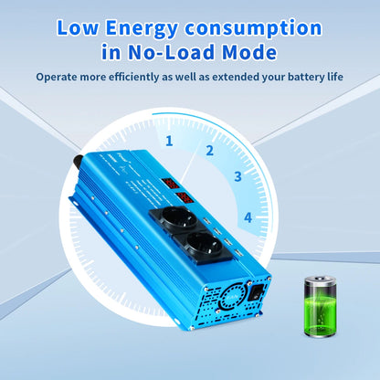 Pure Sine Wave Inverter DC 12V to AC 220V 230V 1500W/2200W/2600W/3000W Voltage Transfer Converter EU Socket Auto Accessories