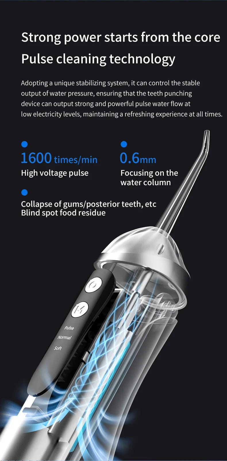 Electric Toothbrush Dental Irrigator Cleaning Machine with Residual Teeth Gap Cover Oral Beauty Device for Better Flossin