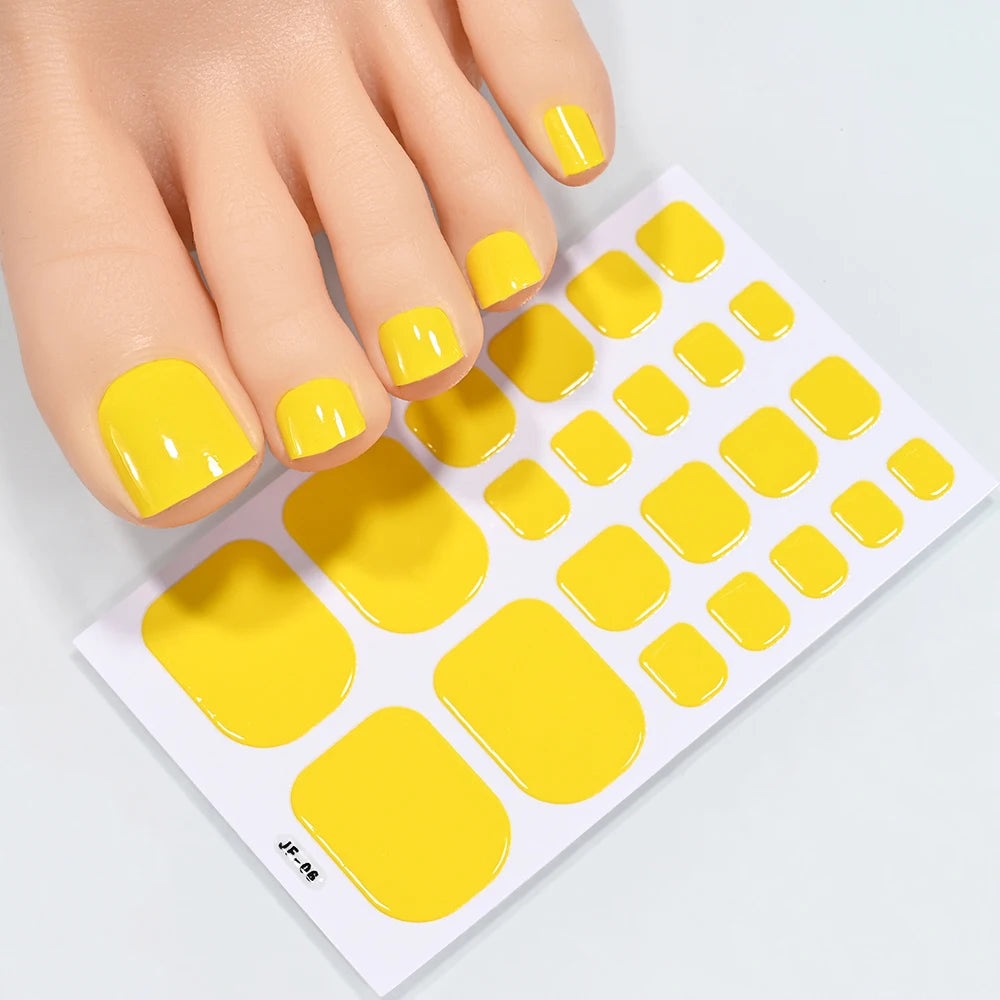 22Tips Solid Color Self-adhesive Gel Stickers for Toe Nails Waterproof Long-lasting Toenail Stickers Toe Full Cover Toenail Wrap