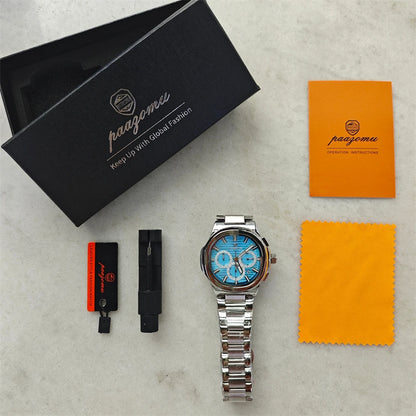 PAAZOMU Fashion Brand Man Wristwatch Waterproof Stainless Steel Luminous Men Watch Chronograph Date Luxury Quartz Men's Watches
