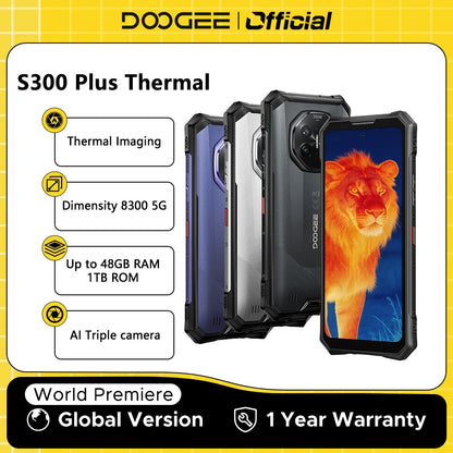 World Premiere DOOGEE S300 Plus Thermal 5G Rugged Phone Thermal Imaging 12GB 1TB 6.78'' Screen 11000mAh Android 16 Mobile Phone