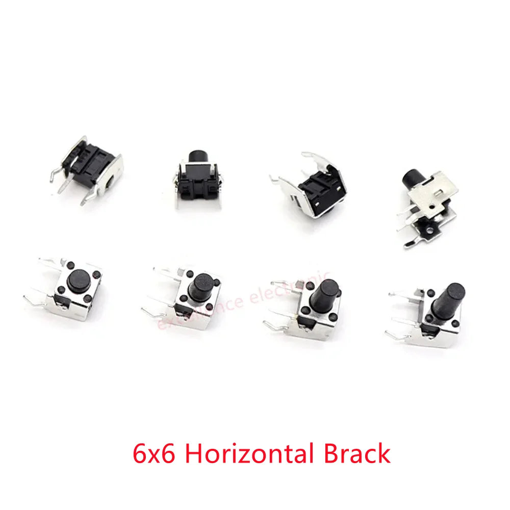 10 Models =100Pcs 6*6 Light Micro Touch Switch Set Push Button Switch Kit Height: 6*6*4.3MM~13MM  DIP SMD 2P/4P 6x6 Keys Tact