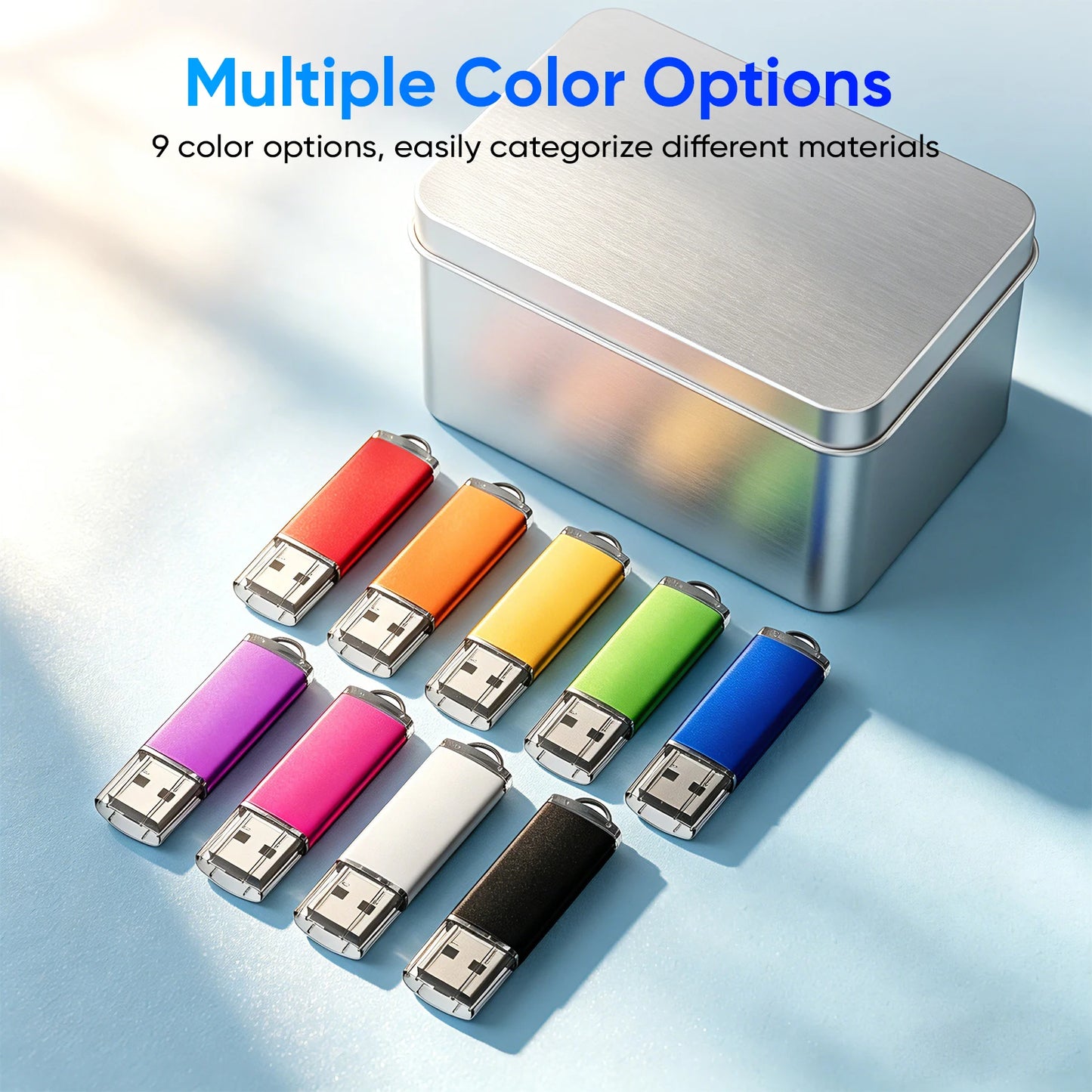 5PCS 10PCS USB Flash Drive 128GB Free Custom Logo Pen Drive 64GB Wholesale Pendrive 32GB Metal Box Memory Stick Storage Device