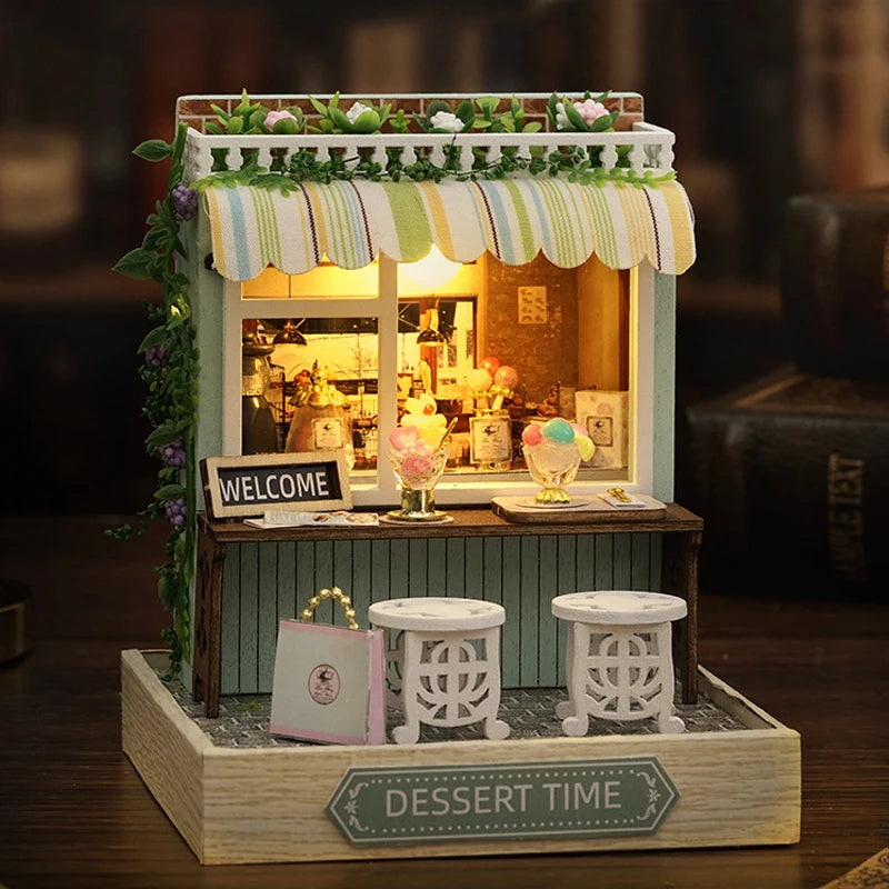 Mini Doll House DIY Small House Kit Handmade 3D Puzzle Assembly Model Building Room Bedroom Decoration Wooden Craft BirthdayGift