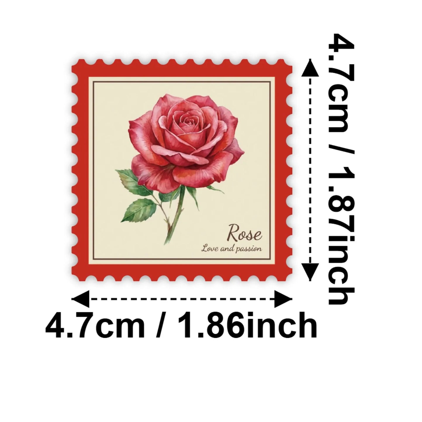 10/30/50PCS Stamp Style Literary Flowers Stickers Book DIY Skateboard Toys Guitar Luggage Suitcase Decoration Graffiti Sticker