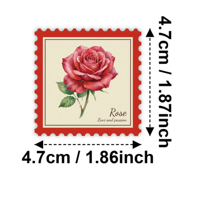 10/30/50PCS Stamp Style Literary Flowers Stickers Book DIY Skateboard Toys Guitar Luggage Suitcase Decoration Graffiti Sticker