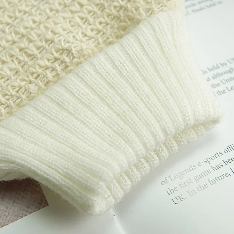 2-in-1 Exfoliating Glove - Cotton Linen Body Scrubber with Mesh Texture for Home Spa & Bath