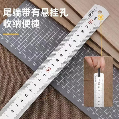 Deli 1 Pcs 15/20/30/50cm Multi-standard Measuring Ruler Stainless Steel Woodworking Portable Hand Percision Measuring Tools