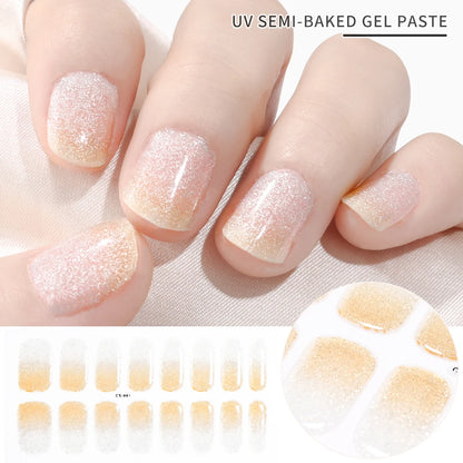 1Sheet Cured Gel Nail Strips Sticker Long-Lasting Nail Polish Strips Wraps Full Cover Gel Nail Art Stickers UV/LED Lamp Required