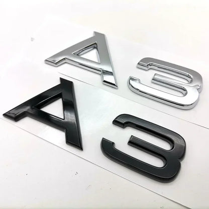 3D ABS Chrome Black Rear Trunk Emblem Badge Sticker Decals For A1 A3 A4 A5 A6 A7 A8 Q2 Q3 Q5 Q7 Q8 TT Car Accessories