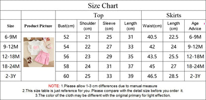 0-3Y Baby Girl Outfit Set 2pcs Puffy Sleeve Heart Shape Top and Corduroy Skirts Valentines Day Sweet Toddler Kids Clothes Girls