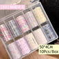 10Rolls Lacce Flower  Nail Foils Transfer Paper  Nail Art Stickers  Manicure Set Decal  Nails Decoration