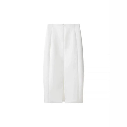 Tsiisd Commuting White Straight Leg Maxi Skirt Women Fashion High Waist Slim Casual Patchwork Party Outfit Female Maxi Skirt New