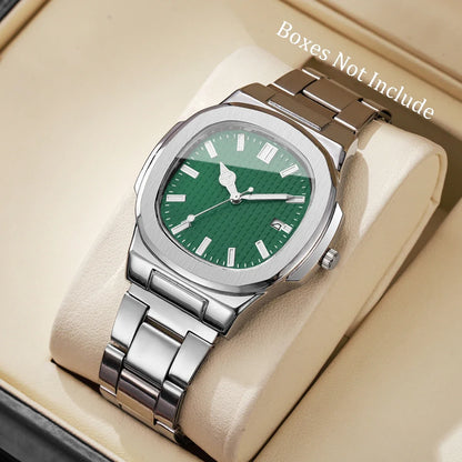 Luxury Square Men Business Watches Simple Calendar Quartz Watch for Mens Clock Reloj Hombre（Without Box）