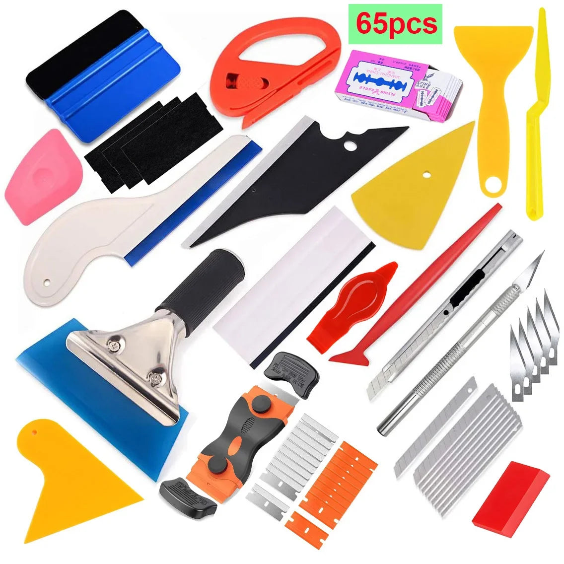 18/45/65pcs Window Tint Kit for Cars Vehicle Glass Protective Film Wrapping Set Vinyl Wrap Tools Window Tint Tools Car Film Kit