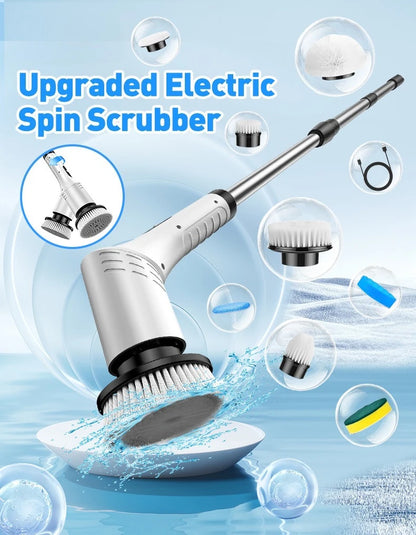 Electric Spin Scrubber 9 in 1 Cordless Cleaning Brush Telescopic Handle LED Display Wireless Bathroom Kitchen Floor Tile Cleaner