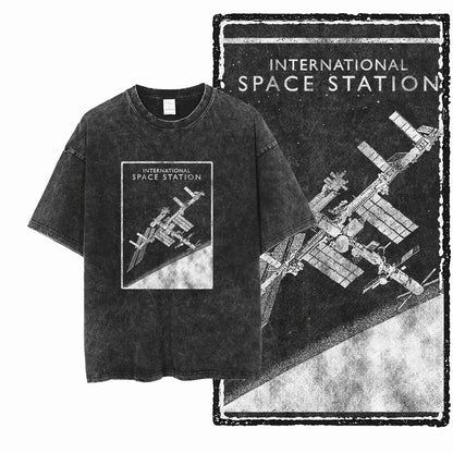 SA ASTRONAUT SPACE THEMES Printed Cotton Acid Washed Graphic Unisex T Shirt Cool Streetwear Men Tshirts Big Size Tee for men