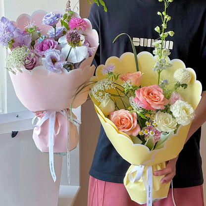Valentine'S Day Aesthetics Wave Border Flower Wrapping Paper Art Dopamine Butterfly Bouquet Korean Wrapping Paper For Flowers