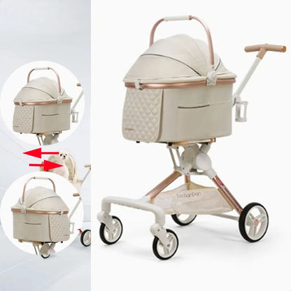 Foldable Pet Cart Strollers Basket Change Direction Medium Dogs Strollers Detachable Cat Dog Trolley Carrier Wheels Outdoor