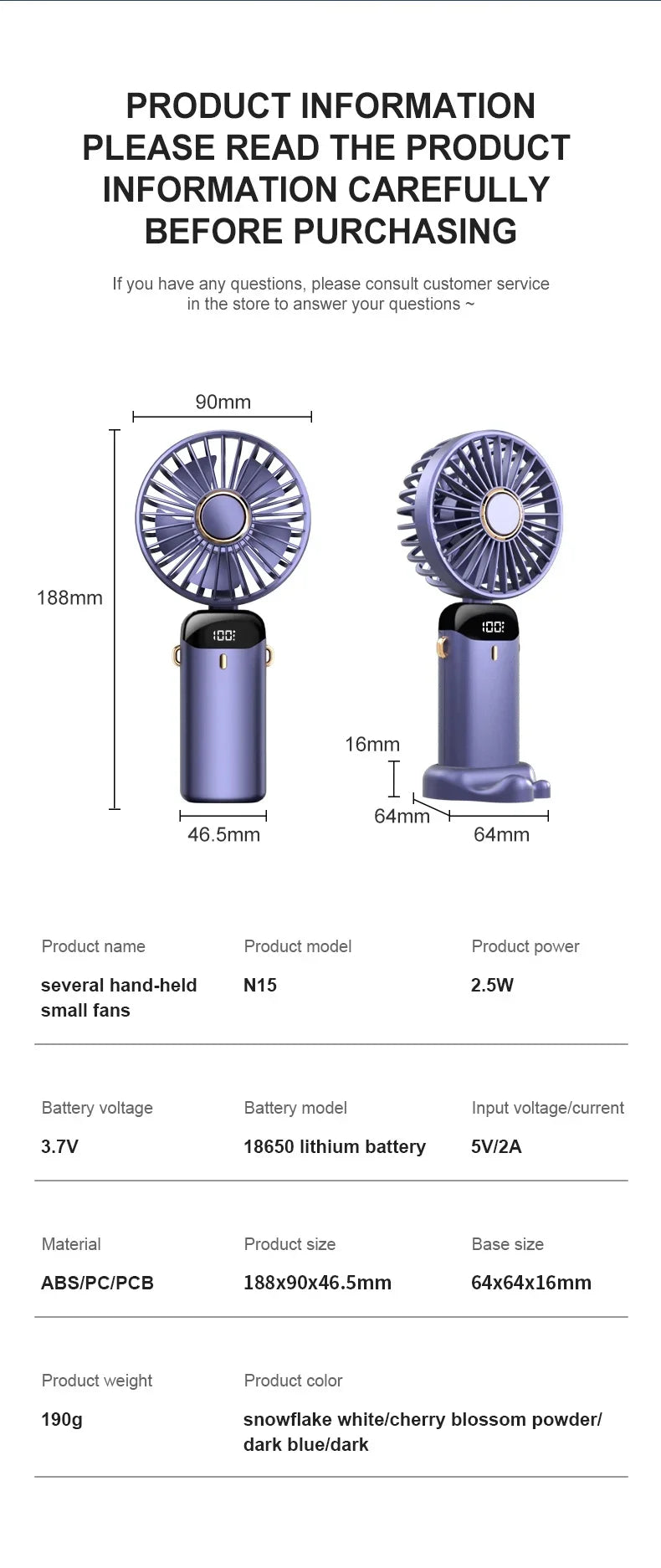 5000mAh Portable Fan Rechargeable 90° Foldable 5 Speed Mini Air Conditioner Small Fan Air Cooler with LED Digital Display