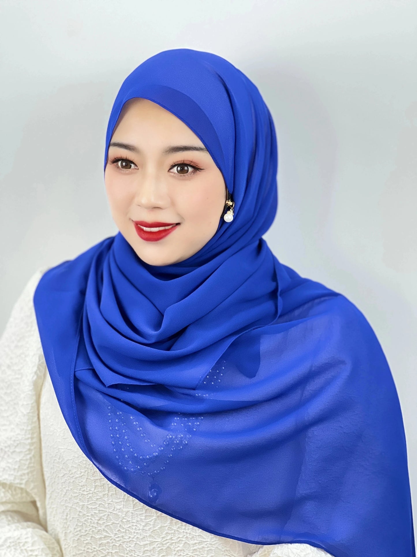 Muslim Hijab Arab Turkish Hijab with Zipper Chiffon Scarf Women's Fashion Plain Hijab Wrap Solid Color Shawl Headscaf 71x180cm