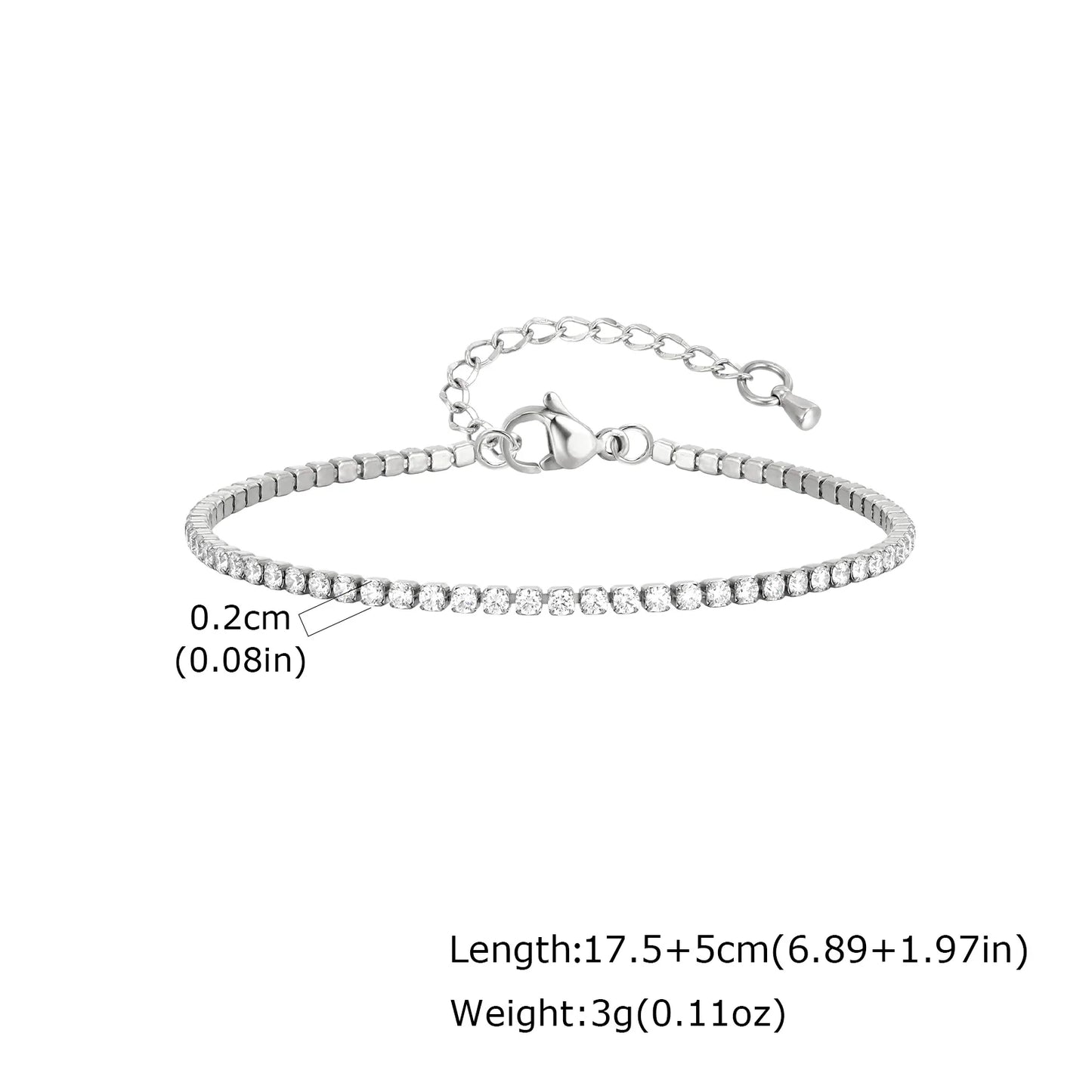Women Chain Bracelet Silver Color, Stainless Steel Link Stackable Bracelets, Layered Waterproof Gifts