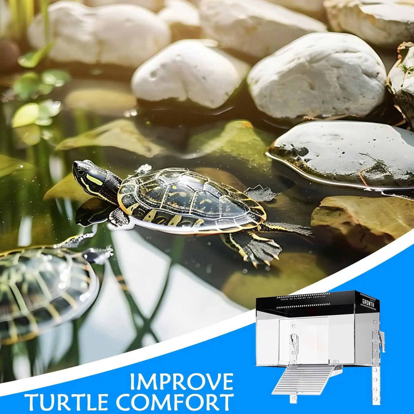 Turtle Tank Basking Area Anti-Slip Reptile Resting Land Animal Observation With Ramp Aquatic Terrapin Enclosure Cage for Living