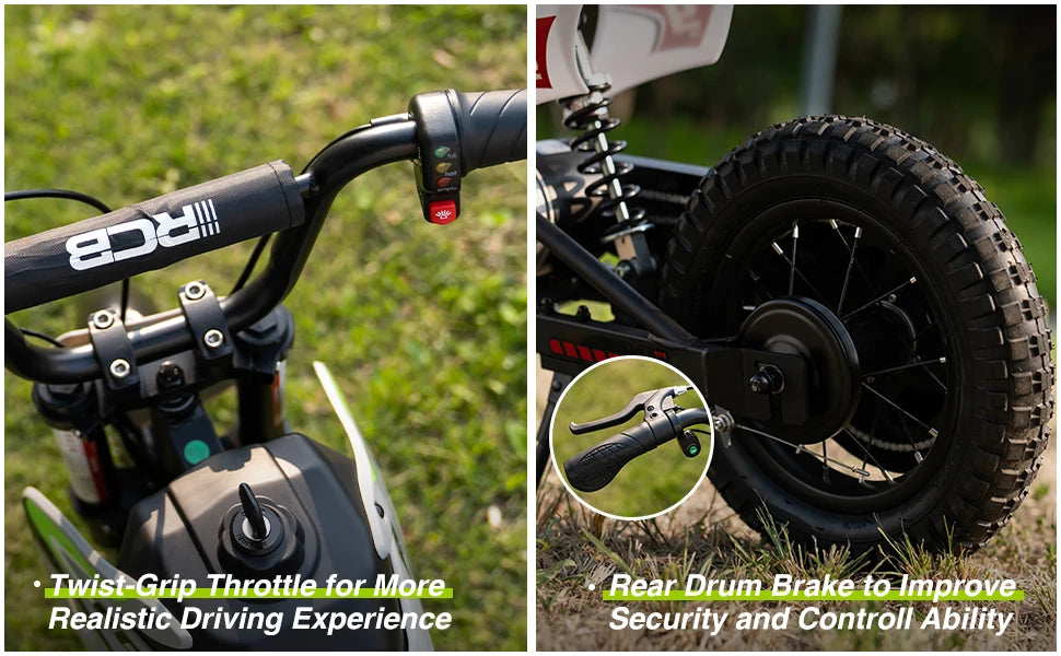 RCB KIDS Kids Electric Motorcycle R9X PRO 350W 36V Ride-On Toy, 3 Speed 25km/h, 16km Range, LED Light, Rechargeable, 6+, Max 80kg