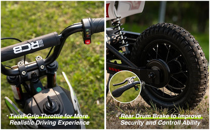 RCB KIDS Kids Electric Motorcycle R9X PRO 350W 36V Ride-On Toy, 3 Speed 25km/h, 16km Range, LED Light, Rechargeable, 6+, Max 80kg