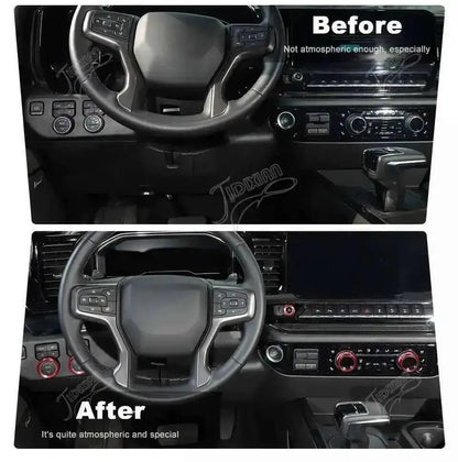 JIDIXIAN Car Center Console Knob Decoration Ring for Chevy Silverado 2022 2023 Up Central Control Knobs Cover Inner Accessories