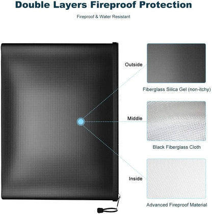 Fireproof Money Bag Flame Resistant Waterproof Document File Pouch Cash Bank Deposit Safe Storage With Pockets Zippers