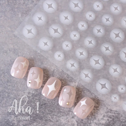 White Bloom Translucent Hollow Butterfly Heart Nail Sticker Press on Nails Decals Hollow Heart Star Moon Shape Sticker Sliders