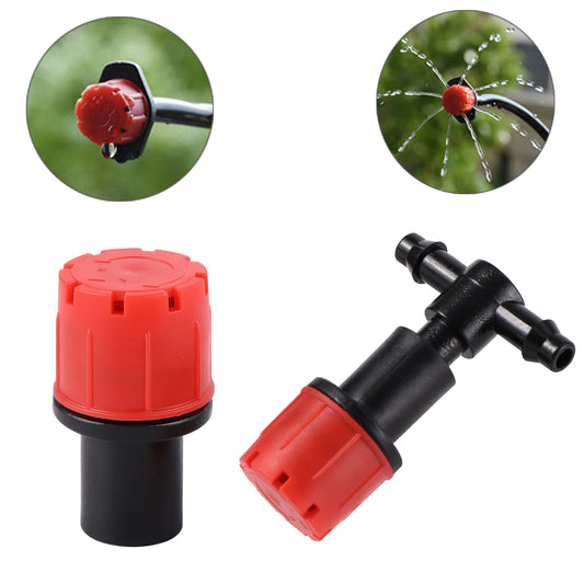 20Pcs 6mm 8 Hole Red Dripper Adjustable Drip Watering Emitter Garden Micro Drip Irrigation Potted Bonsai Plant Watering Tool