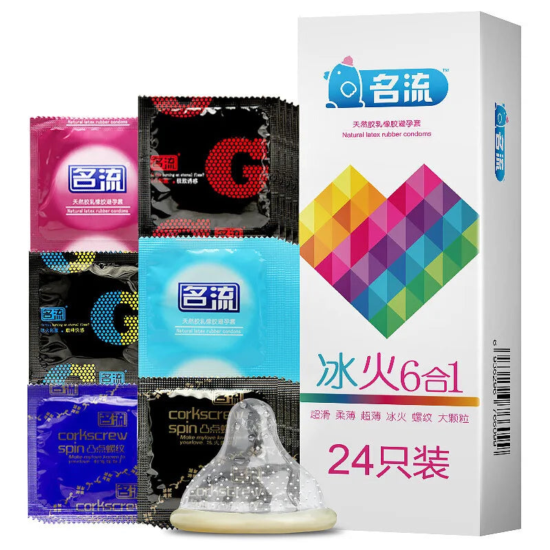 24/30pcs Super Thin Condoms Cool and Hot Sex Toys Dotted Granular Threaded Sexshop Tighten Firming Sex Accessories for Couples