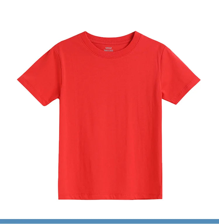 2-16 Years Summer Kids Boys Girls T-shirts Solid Cotton Breathable Teenager Short Tops Children's Tees Casual Shirt Baby Clothes