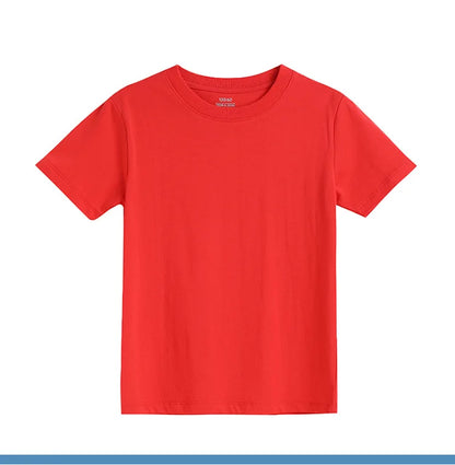 2-16 Years Summer Kids Boys Girls T-shirts Solid Cotton Breathable Teenager Short Tops Children's Tees Casual Shirt Baby Clothes