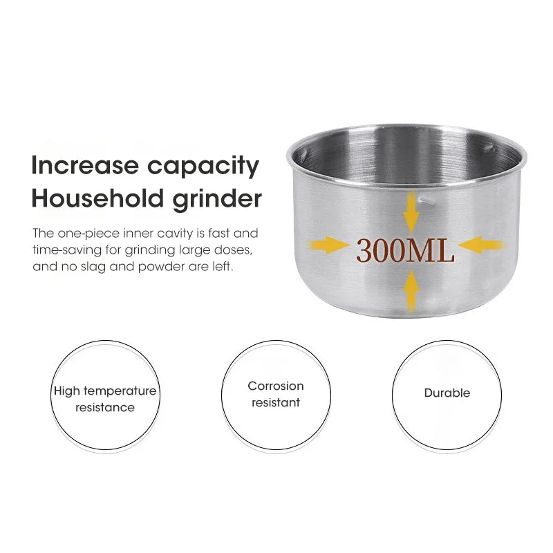 Mini Electric Grinder 300ml Ultrafine Pulverizer for Baby Food Coffee Spice Pepper Grain Mill with 2/4 Blades Household Use