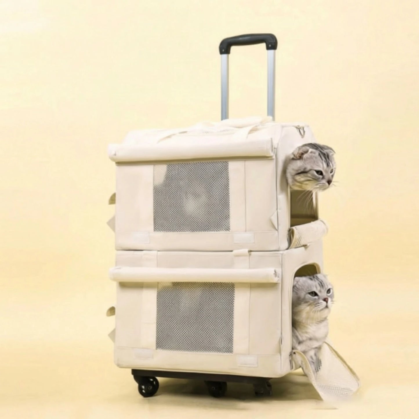 Pet Carrier with Telescopic Handle Soft-Sided Pet Carrier Trolley Travel Bag Portable Long-Lasting for Cats, Outings