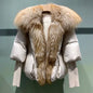 Oversized Winter Warm Real Fox Fur Collar Black Down Coat Women Puffer Outerwear Jackets 2024 Autumn Winter