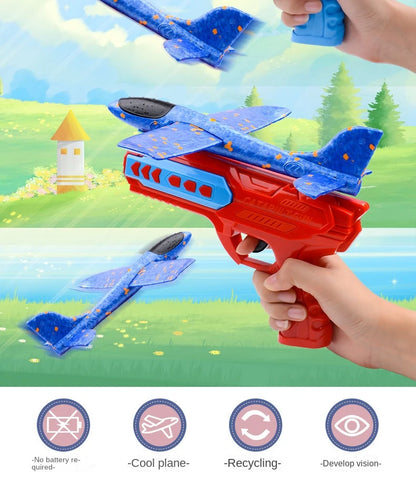 Children's Outdoor Ejection Aircraft Toys Foam Aircraft Oy Gun Parent-Child Outdoor Games Toys Children's Gifts Flying Toy