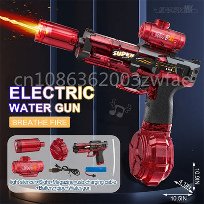 Children High Pressure Electric Water Gun Toy Summer Outdoor Beach Pool Fight Games Toys Kids Automatic Water Guns with Lights